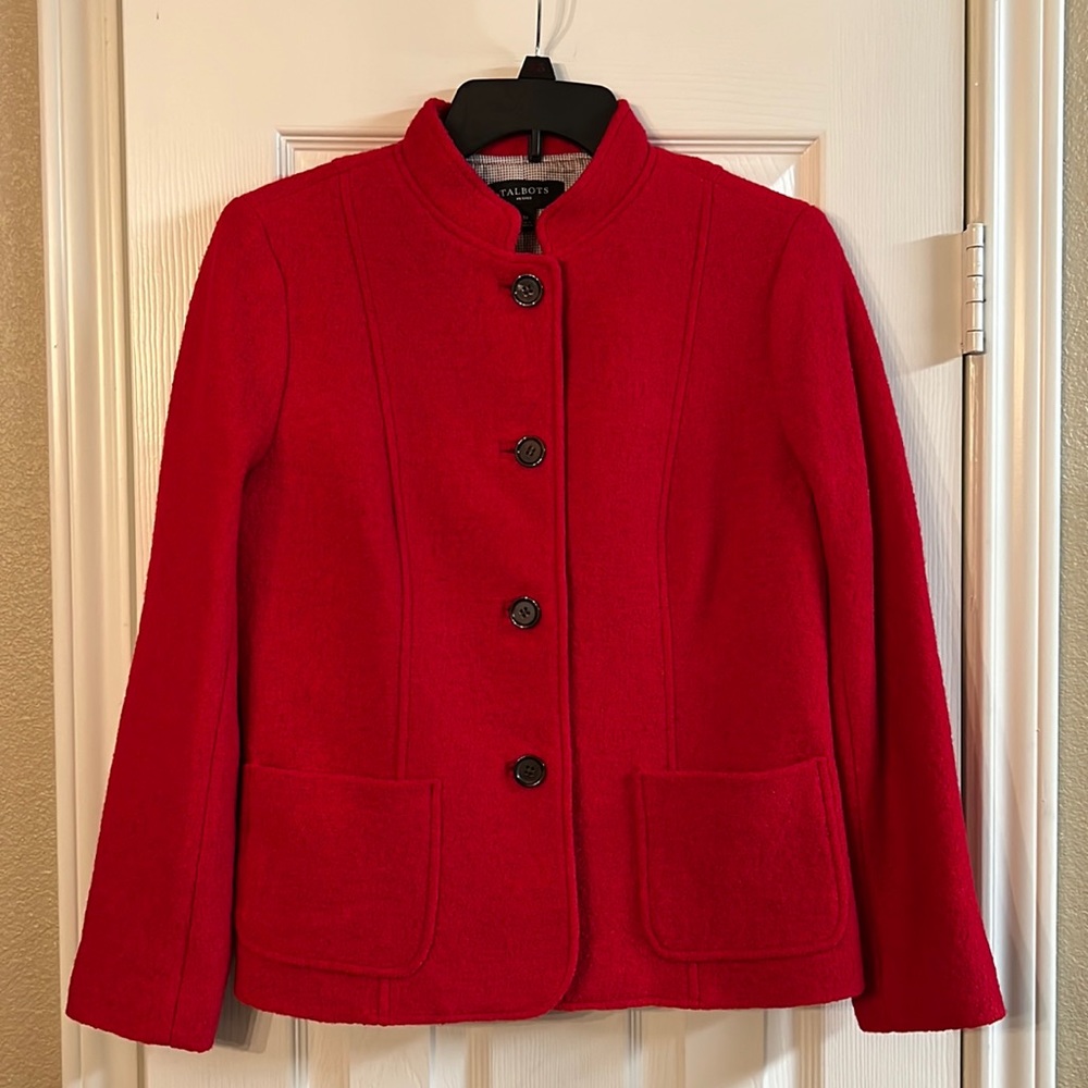 Talbots Petites Tweed Blazer Red Size 8p